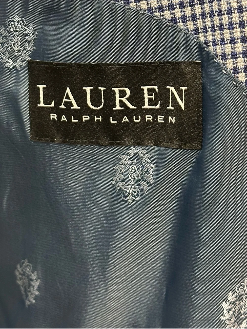 RALPH LAUREN MENS BLAZER SZ 50L LONG FIT BLUE HOUNDSTOOTH CHECK SPORT COAT